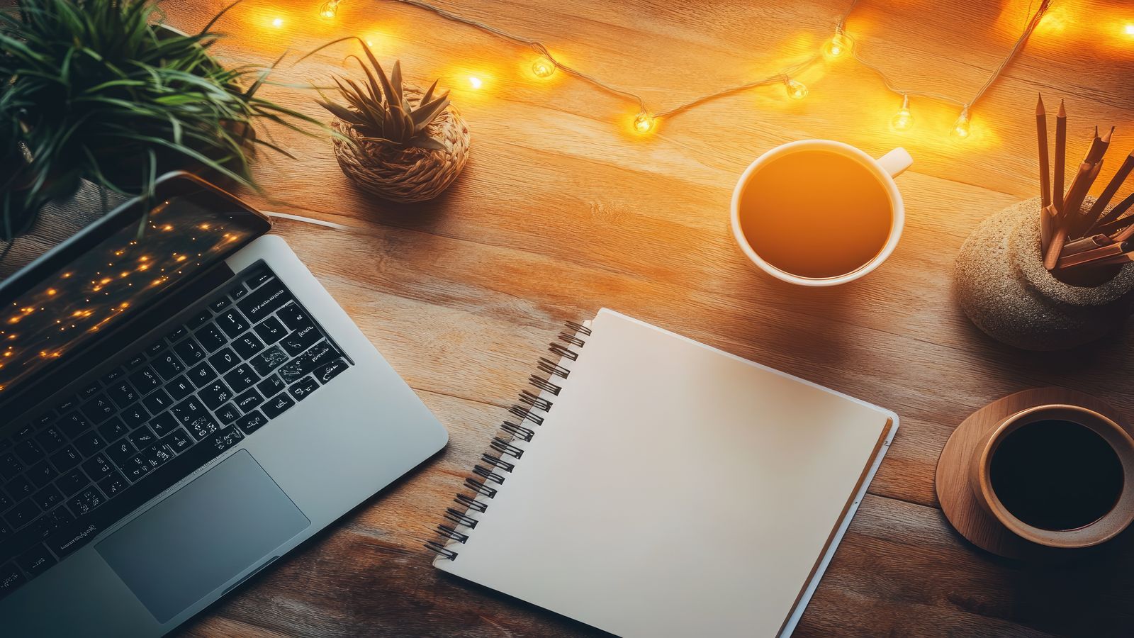 Developer desk with notebook, code editor, and WordPress reference materials